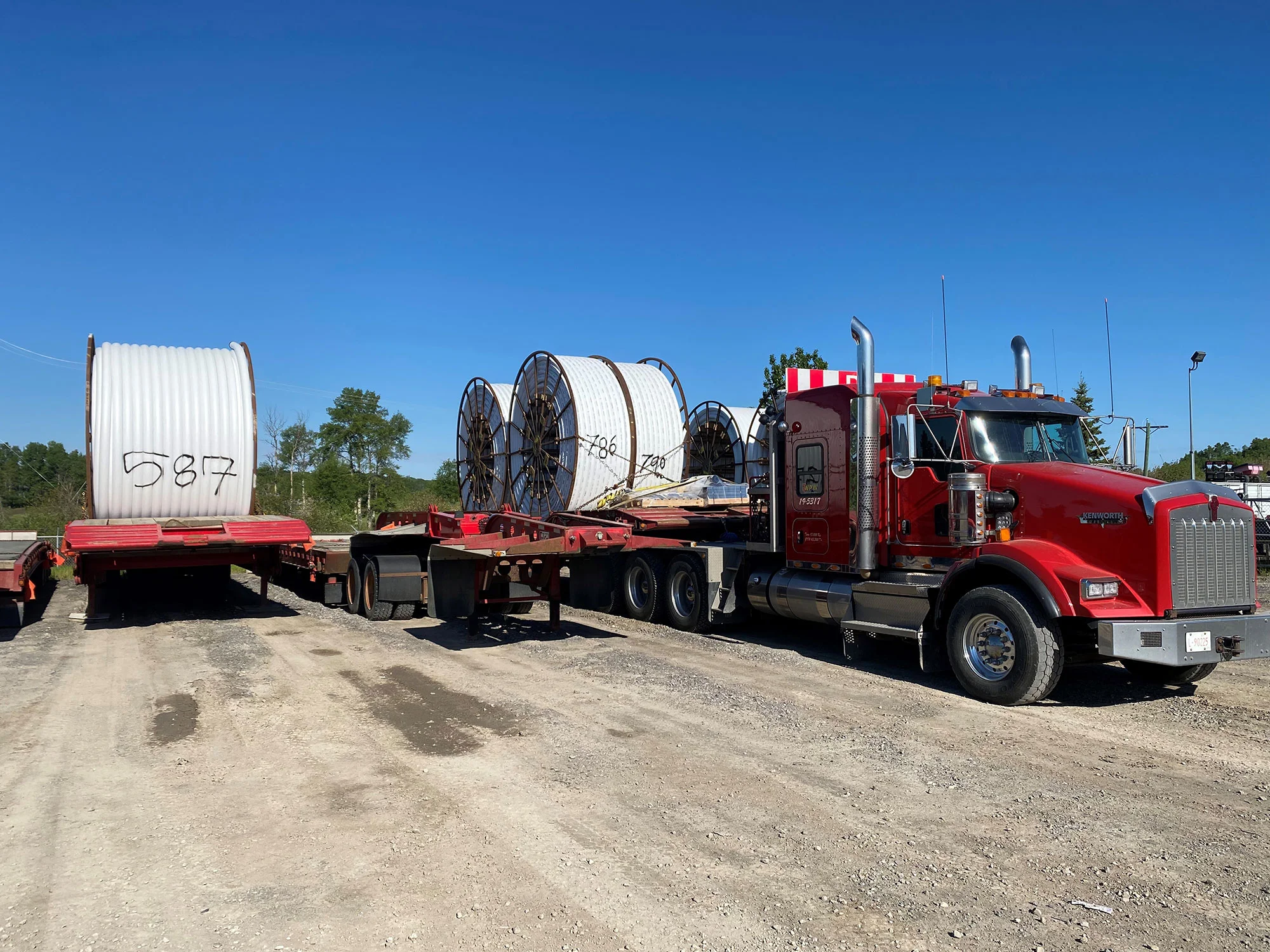 Truck of pipe and spools